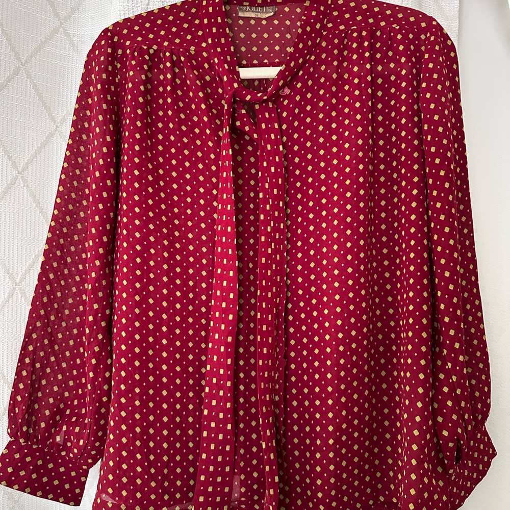 Vintage (bought in Amsterdam) Joliet (brand) Burgundy Diamond Pattern Blouse
